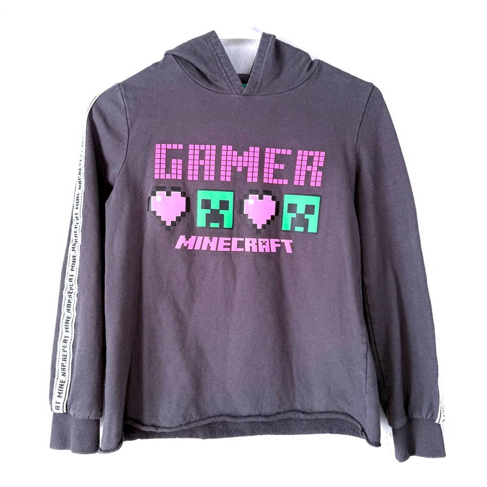 Gamer Kids Hoodie Gray Minecraft Graphic Sweatshirt Youth 12 Pullover 11-12 Yr